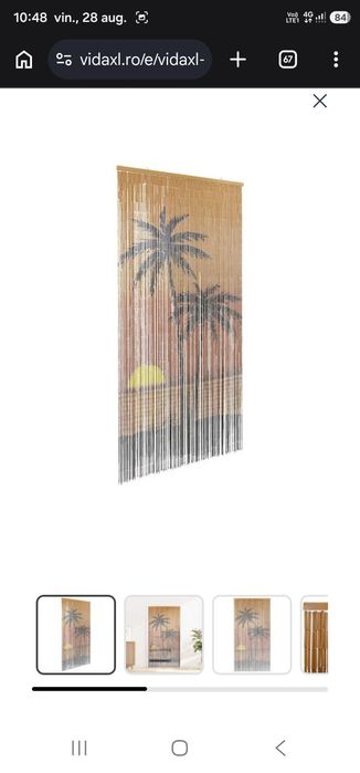 Perdele ușă cu insecte imprimeu palmieri 90x220 cm bambus