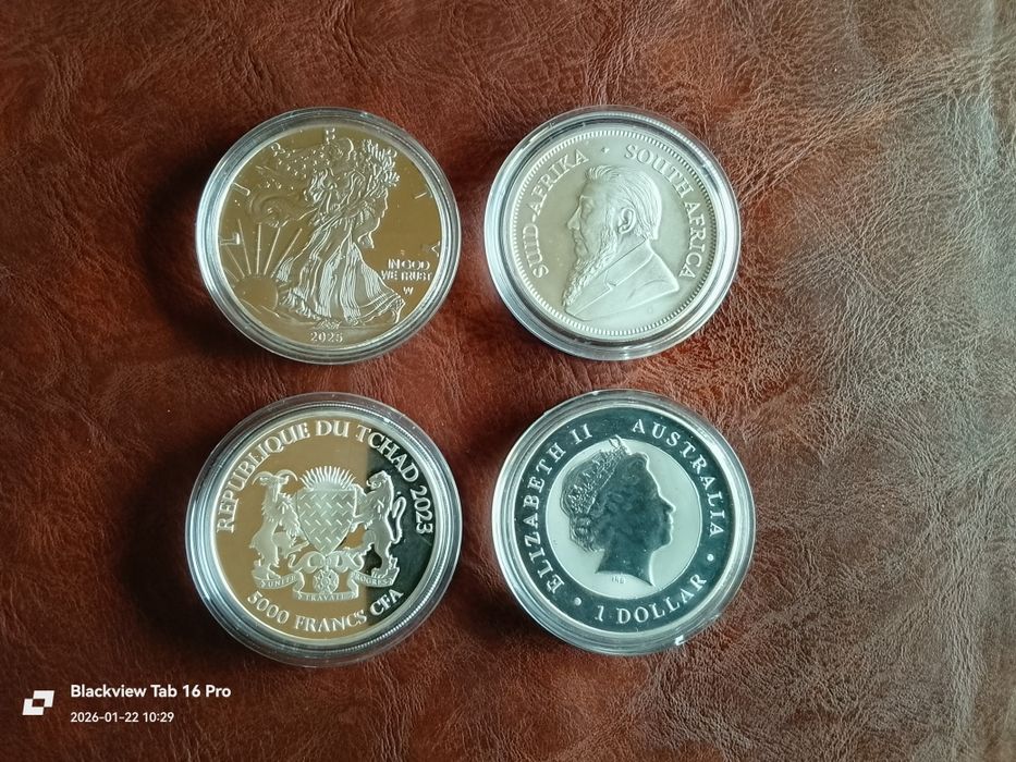 4-Броя Сребърни Монети от по  1oz /999,9/1000