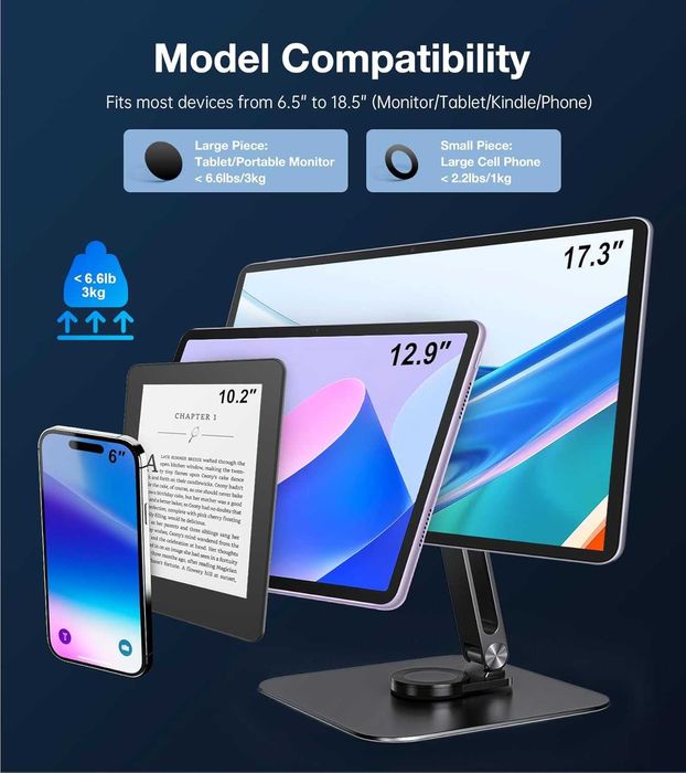 Магнитна стойка Golday за iPhone/iPad/монитор, до 18", регулируема