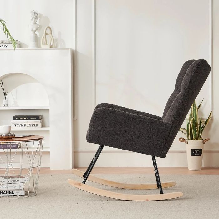 NOU Fotoliu balansoar, teddy, negru