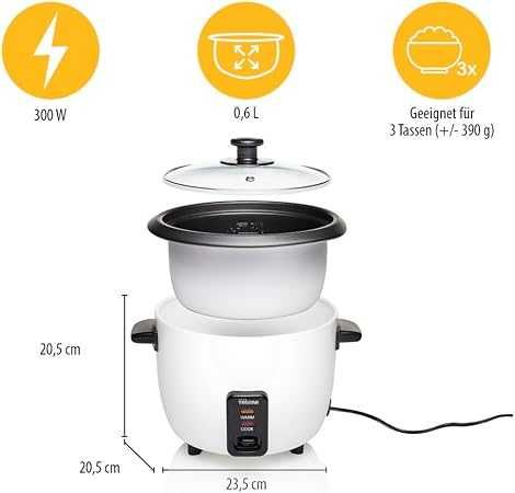 Оризоварка Tristar RK, защита от преваряване на сухо, 0.6л