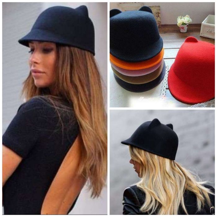 дамска шапка луксозна и стилна с козирка и дяволски ушички модел ZARA