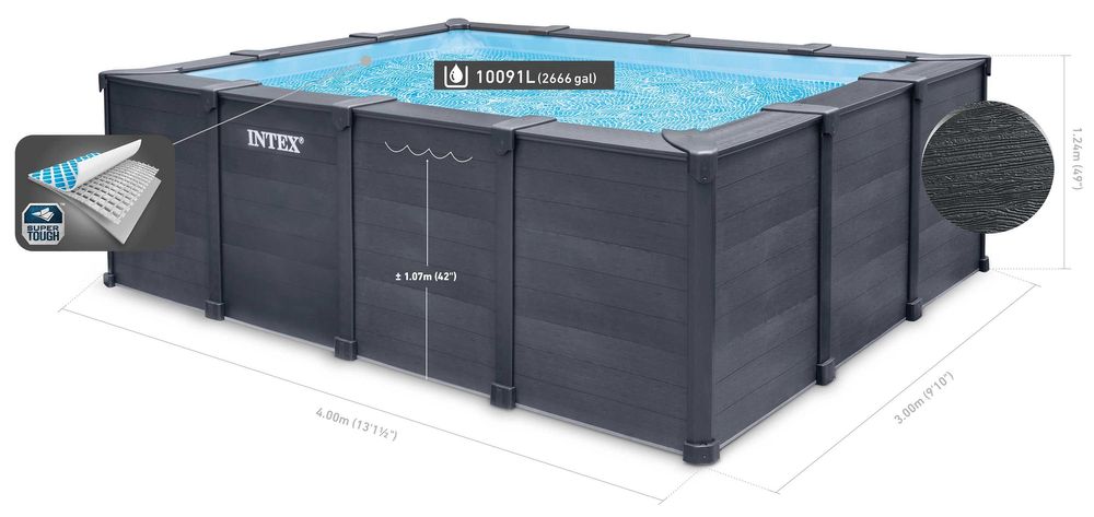 Нов! Басейн с графитени плоскости 400x300x124см - Intex 26396NP