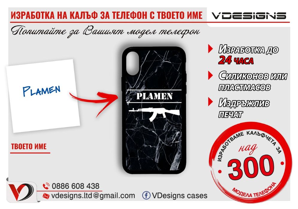 ВАШЕТО ИМЕ ИЛИ ИНИЦИАЛИ калъф за Samsung Iphone Xiaomi над 500 модела
