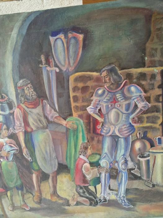 Продавам антикварна картина Средновековни крепостни мотиви 3