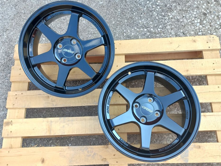 17.4x100 Rays t37 Volk Racing 7.5ж ет35 vw opel honda suzuki bmw e30 Piano Black.