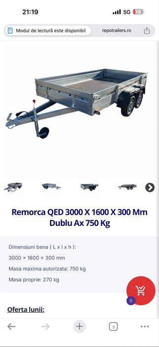 Remorca Repo 1600x3000 Dublu Ax achizitionata 18.11.2025