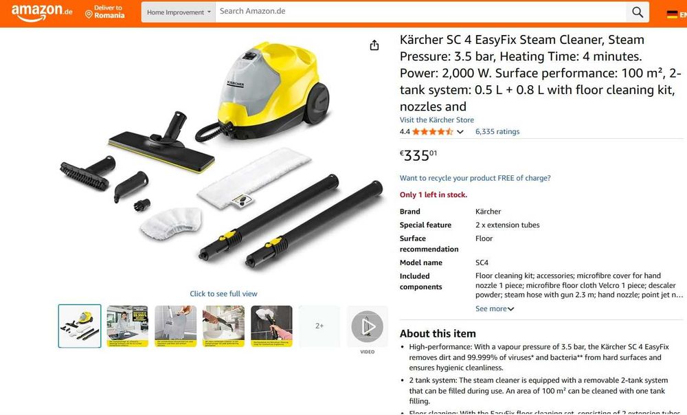 Aparat de curățat cu abur Kärcher SC 4 EasyFix