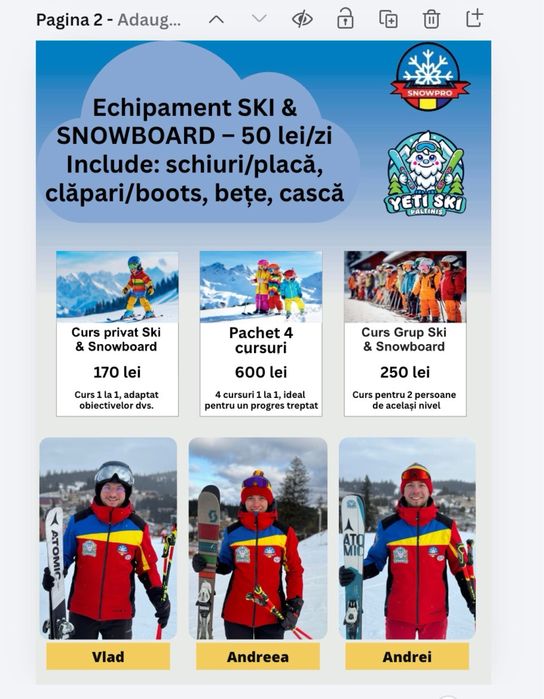 Scoala de ski instructaj cursuri instructor paltinis sibiu  snowboard