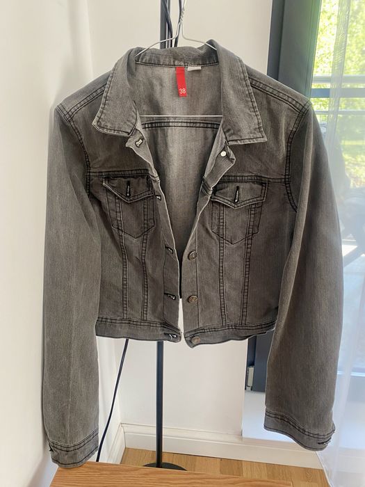 Geaca scurta din denim gri H&M 77% bunbac