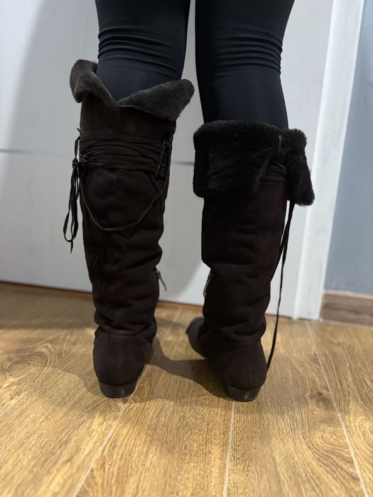 Ботуши/ кафяв цвят/Естествен велур