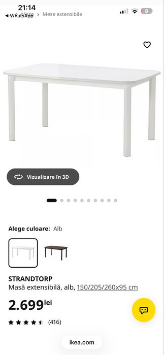 Masa Extensibila Strandtorp Ikea 150 x 95cm