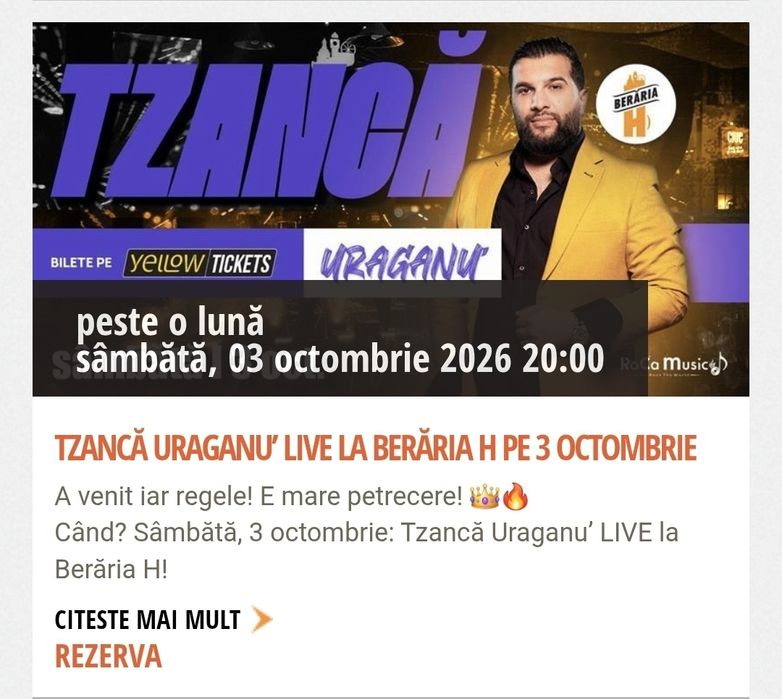 Vand invitații spectacol Tzanca Uraganul 03/10