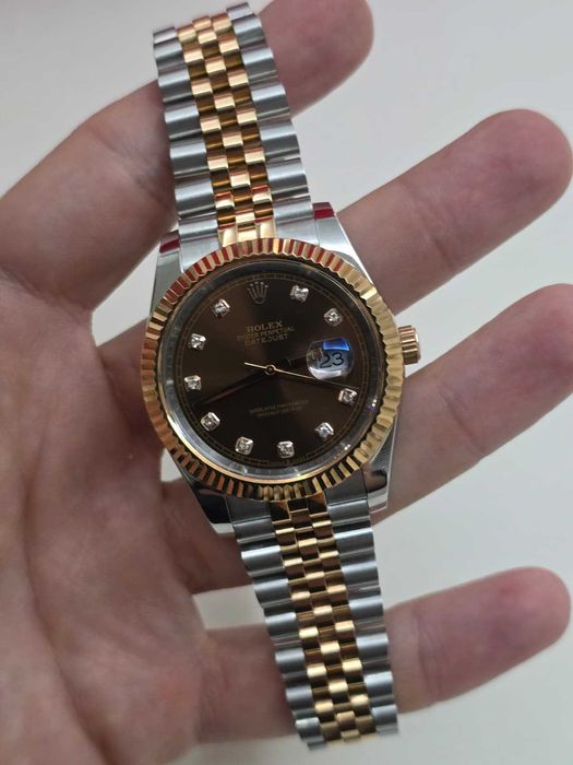Rolex Datejust chocolate diamond dial two-tone steel gold 41mm