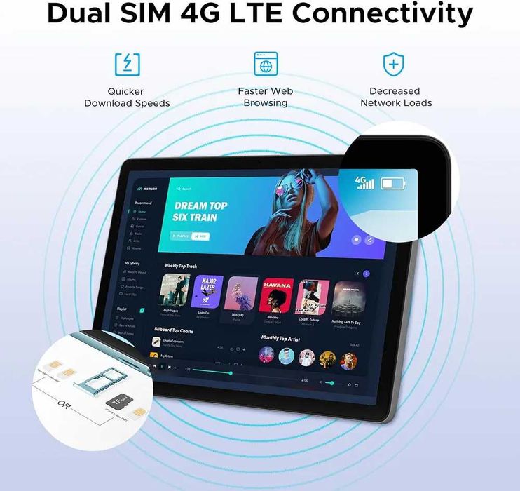 Чисто нов запечатан в целофан 11" таблет DOOGEE Tab G6 256GB 30GB RAM 4G SIM Android 16 Сив