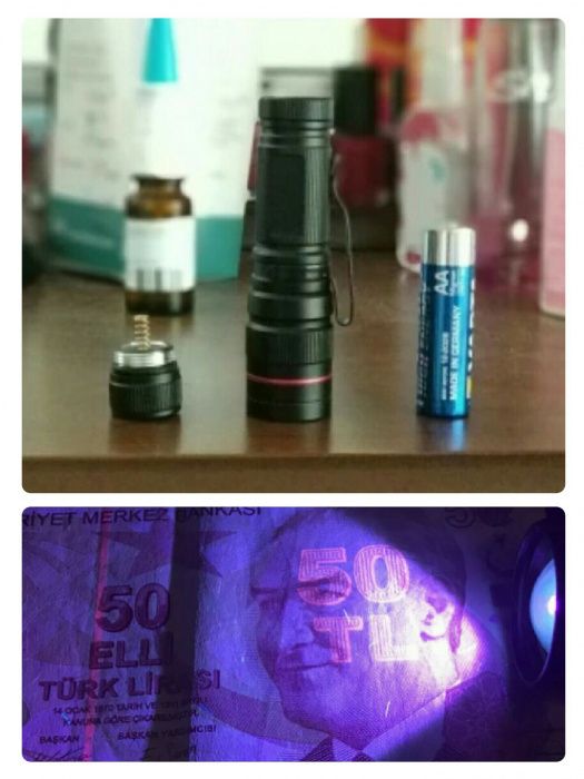 Ультрафиолет уф ультрафиолетовый фонарик проверка валюты доллары UV