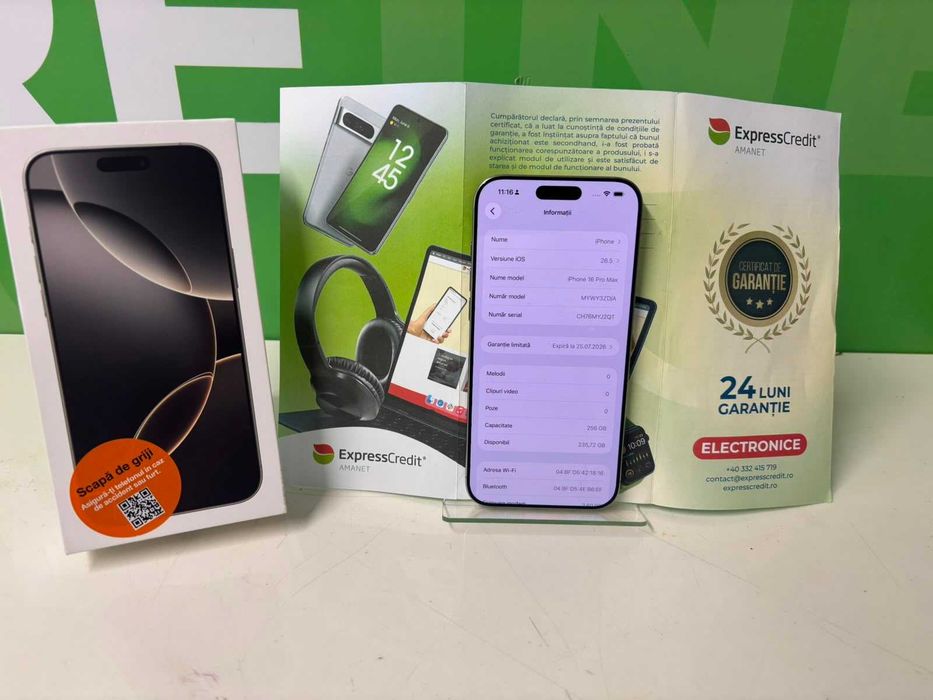 iPhone 16 Pro Max 256gb 100% Bateria (B.61713-Tatarasi) Garantie 2 ani!
