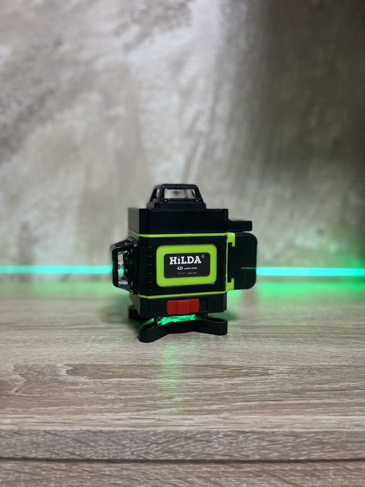 *Подарък тринога*4D Лазерен нивелир Хилда HILDA®, 360°. Самонивелиращ ...