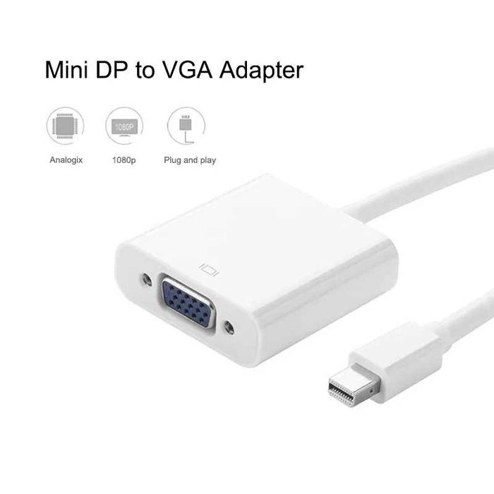 Преходник mini DisplayPort (mini DP) към HDMI DVI VGA, адаптер +Гаранц