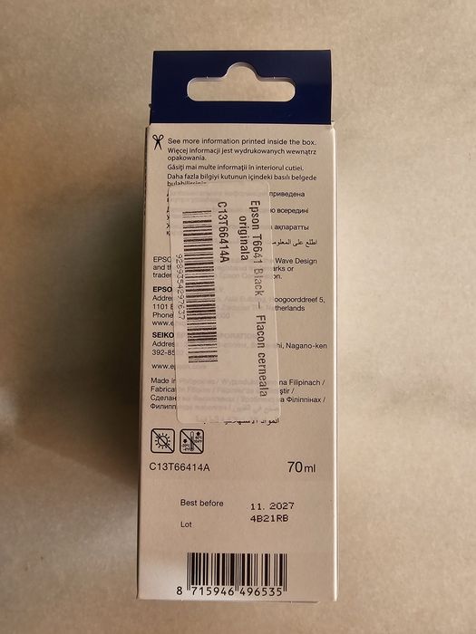 Flacon Epson T664,  Negru