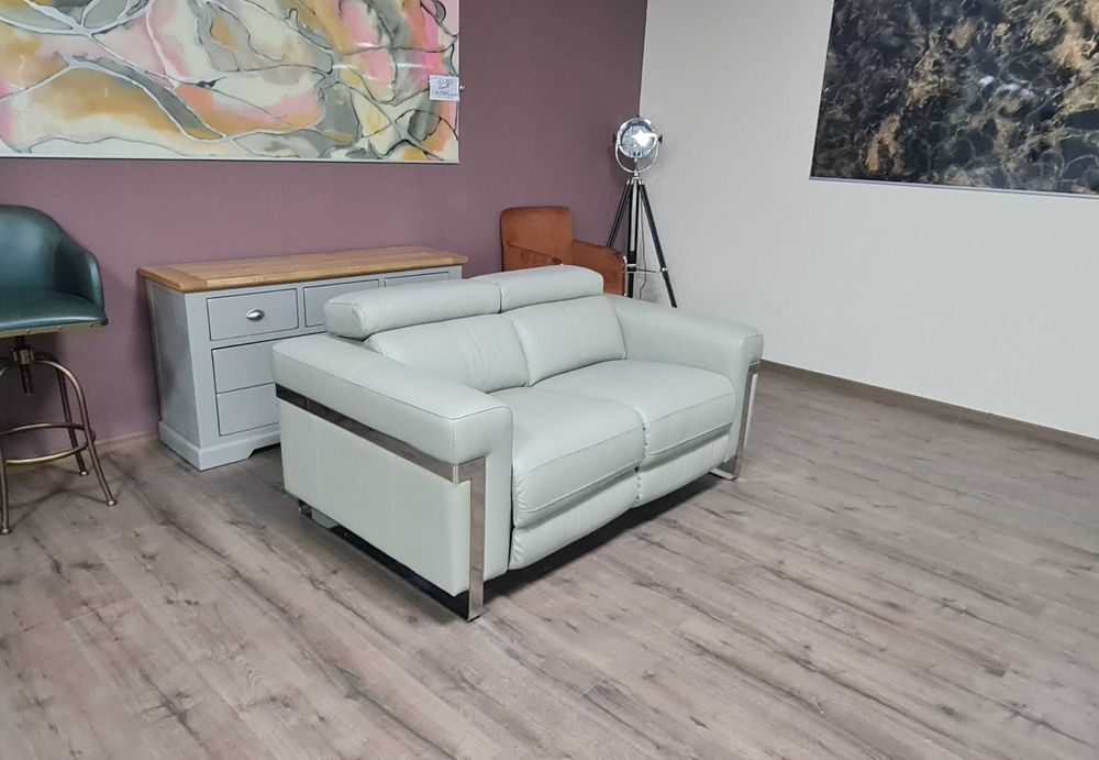 Сив кожен диван двойка "Moreno"