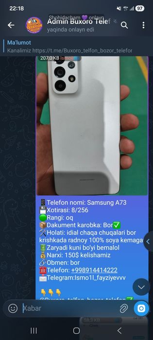 Samsung A73  5g %
