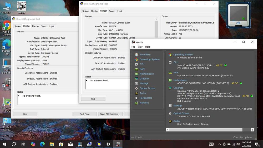 ASUS i7 3630QM 8Gb ddr3 2 placi video GT610 2GB SSD gaming laptop 15,6