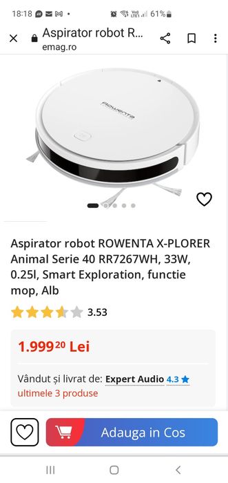 Aspirator Rowenta ro 450 leiboțel seria 40 RR7267WH
