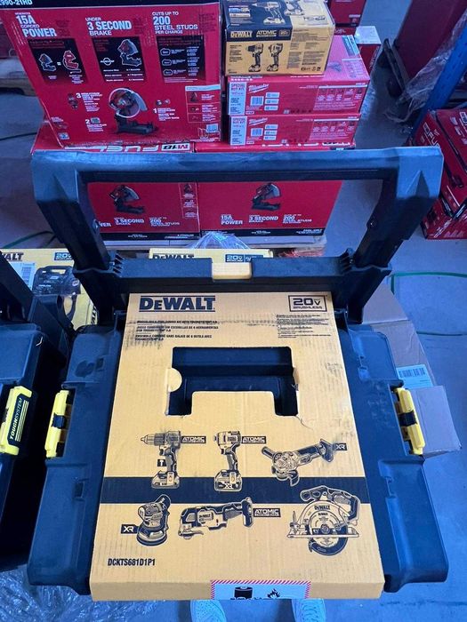 Set DeWalt - burghiu, fierăstrău, Polizor, slef. orbital, m. oscilant,