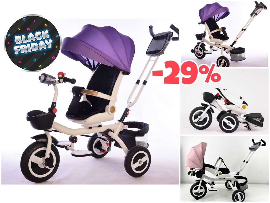 Tricicleta copii 3in1 -29% carucior copii Pozitie somn, scaun rotativ