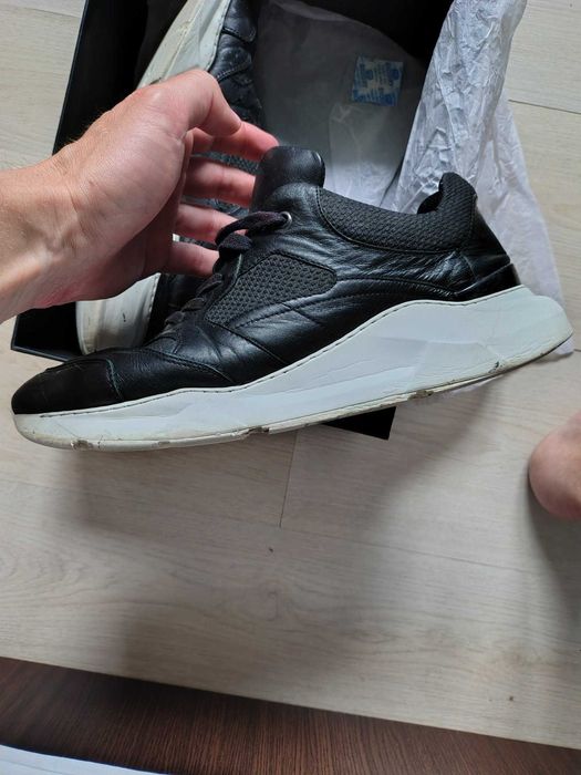 Sneakers Bigotti negri piele naturala si textil, Size 43-44