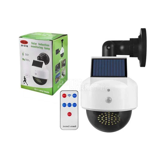Водоустойчива 38+1 led соларна фалшива камера лампа с дистанционно