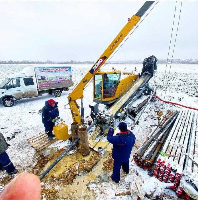 ГНБ Горизонтально-направленное бурение Прокол под дорогой