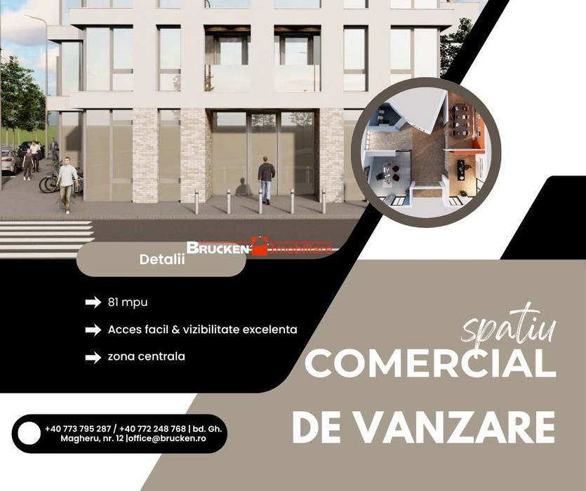 SPATIU COMERCIAL PREMIUM - locatie centrala, vizibilitate excelenta