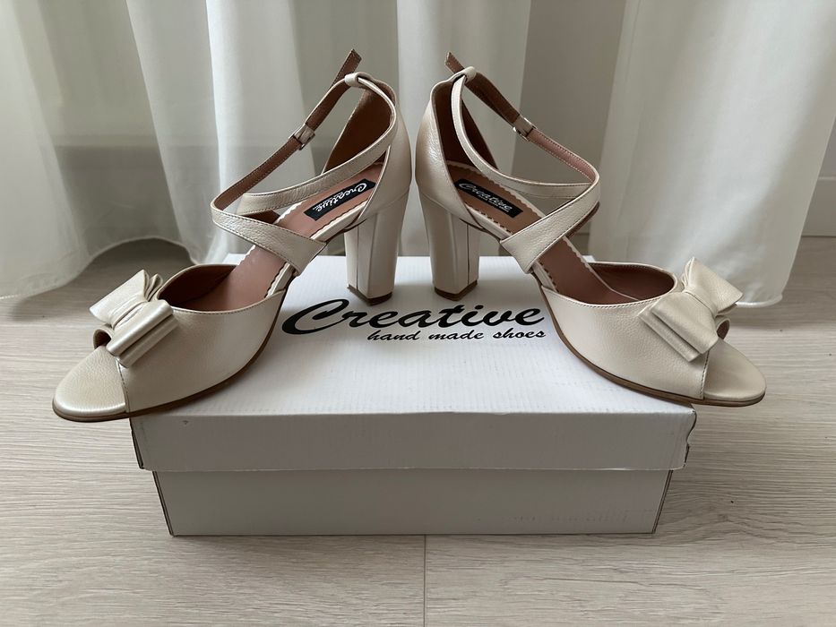 Pantofi mireasa sidef toc gros 8cm - Creative Shoes