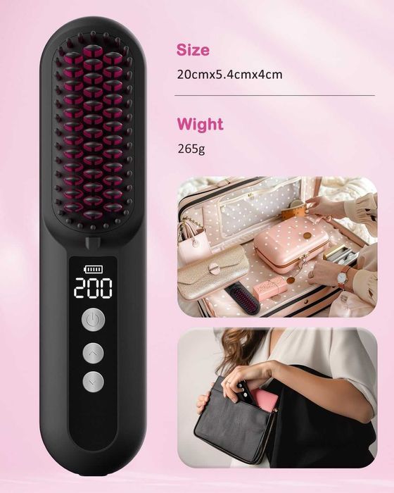 Perie de îndreptat părul fără fir