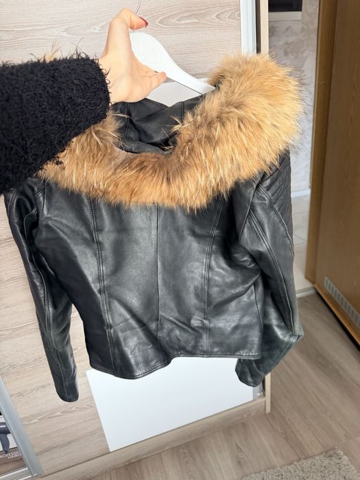 Естествено кожено яке с естествен пух XL размер