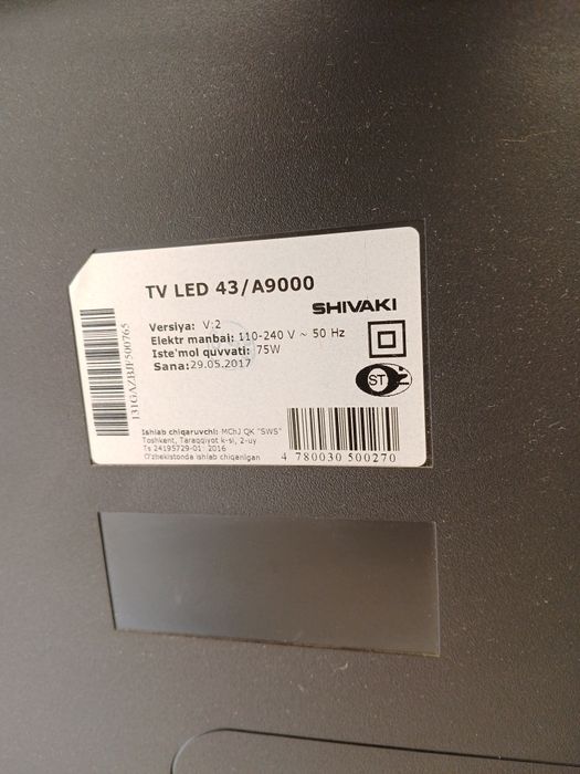 Telvizor sotiladi shvaki zapchastga ekrani sinip qoldi