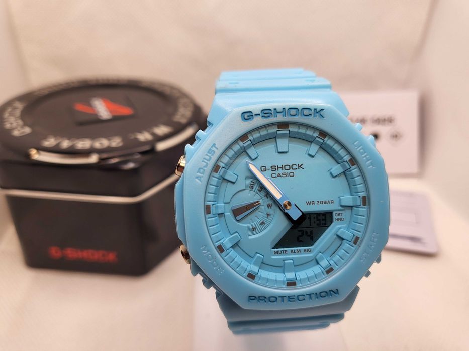 Ceas Sport Casio g shock ga 2100-9a9er Neon blue , Nou,Garantie 2 ani