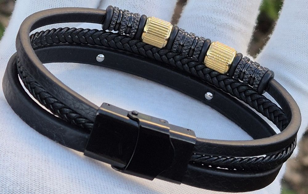 Bratara Cartier din piele naturala placat cu Aur 14k