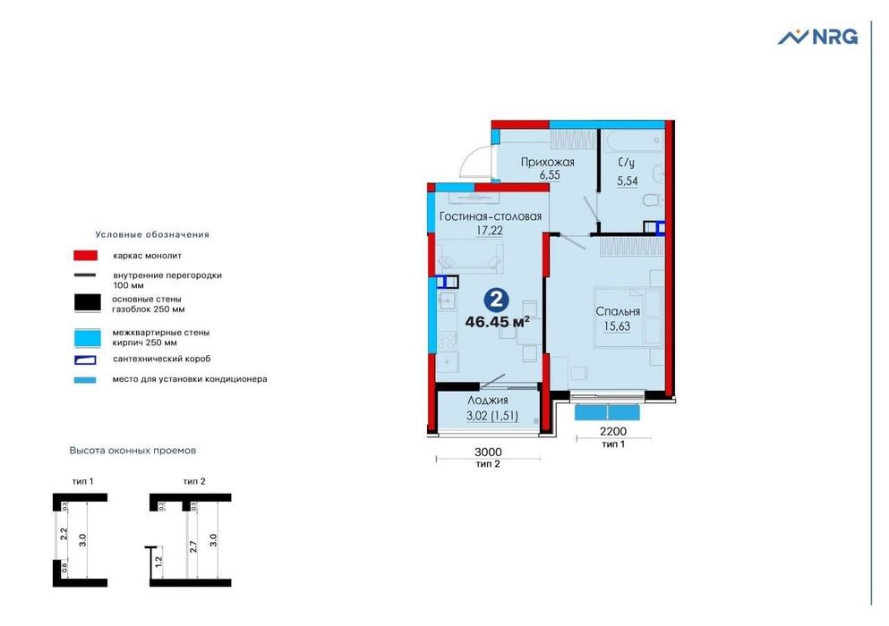 Продаётся 2ком NRG Jomiy 47м2 ор-р: Круг Джамий, Строй рынок