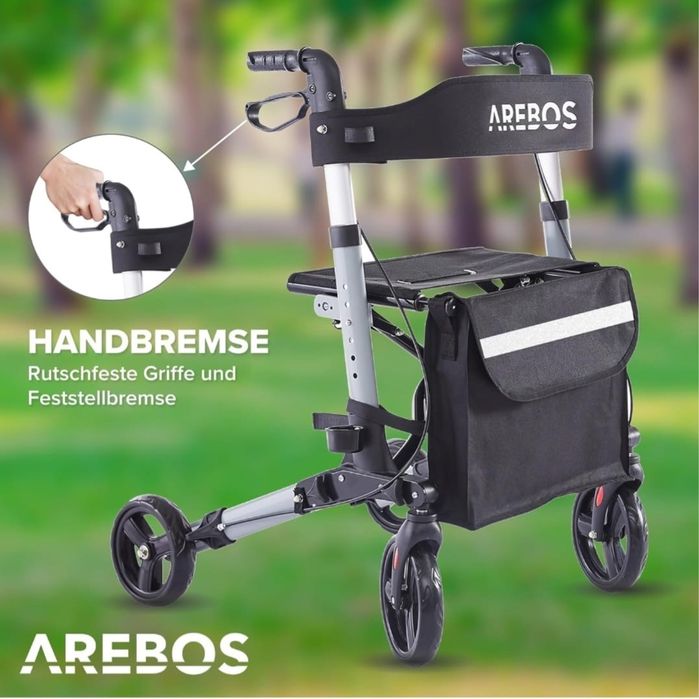 Лек алуминиев ролатор/ проходилка със седалка и пазарска чанта 7,6кг