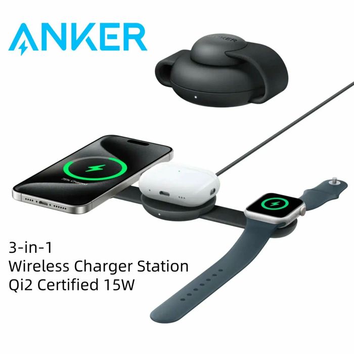Anker 3-в-1 Зарядная Станция (Qi2, 15W) максимум удобства