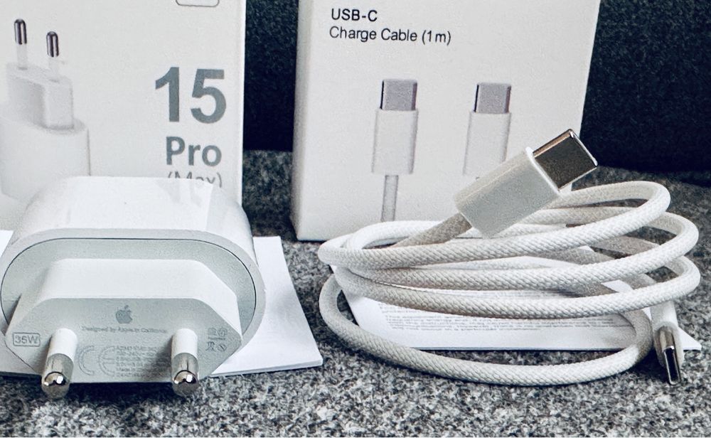 Оригинално Зарядно за iPhone 15,16,17Pro и ProMax 35W Адаптер и Кабел