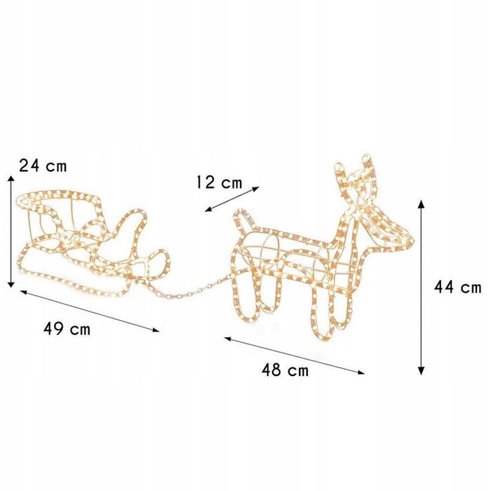 LED коледен елен с шейна и 324 лампички