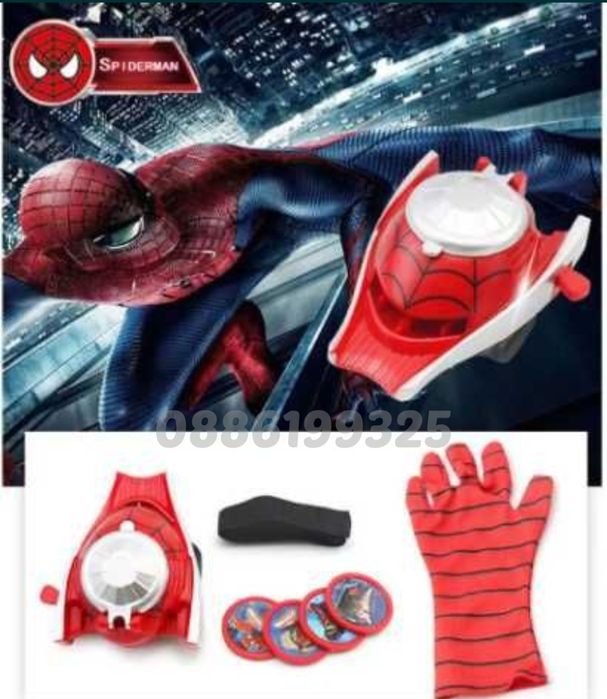 Детски Костюм на Спайдърмен с мускули и Ръкавица с изстрелвачка