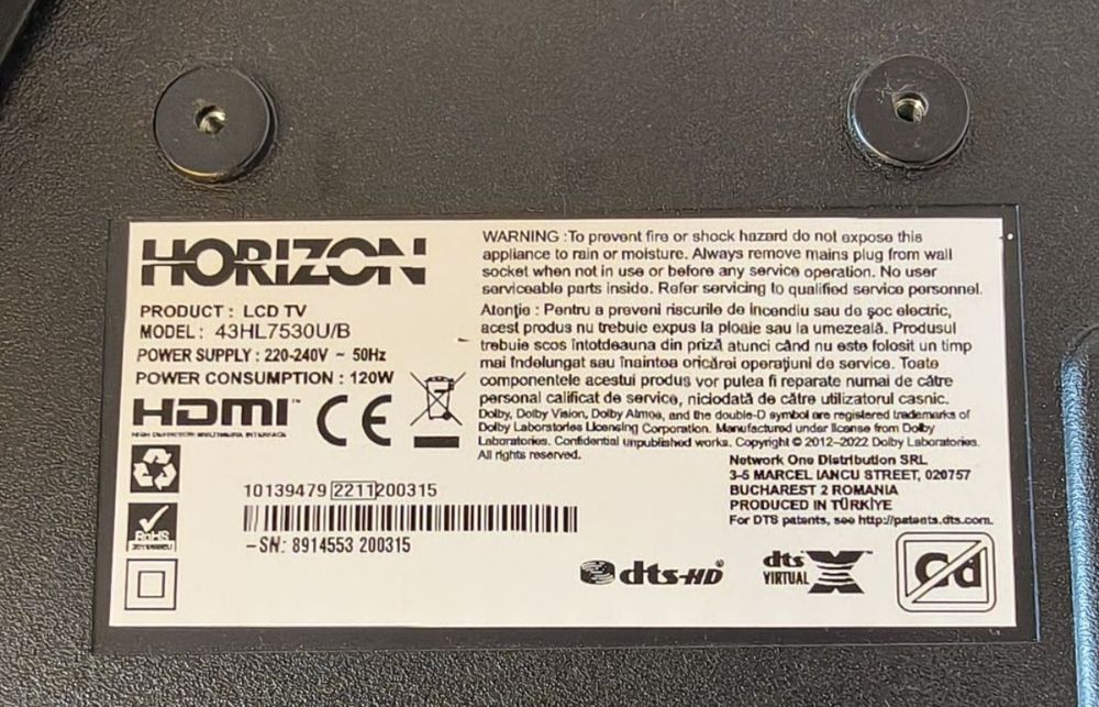 Televizor Horizon 43HL7530U, 108 cm, Smart, 4K Ultra HD, LED, CI