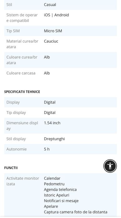 Smartwatch Vogue Q18 Curved cu Camera si Telefon 3G Alb Display 1.54"