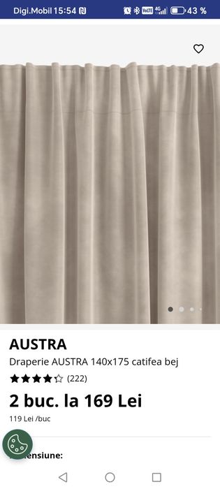 Set draperii opace 140x175 + gratis legătoare decorativă