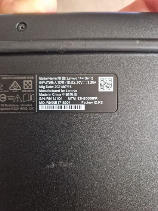 Vand Laptop Lenovo T14, AMD3015E, 4gb Ram, ssd 128+60gb EMMC